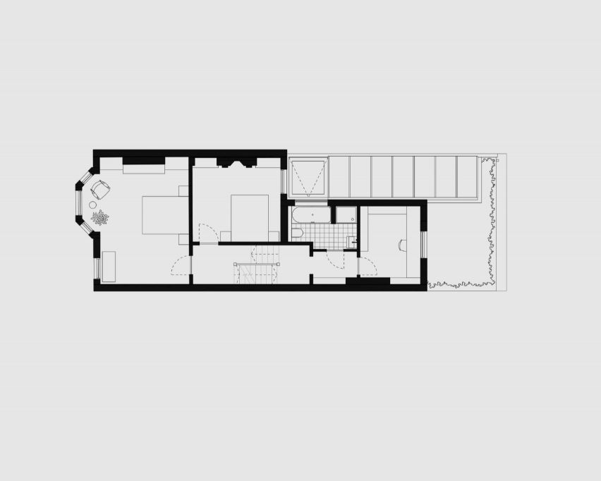 First floor plan, Herne Hill House extension by TYPE