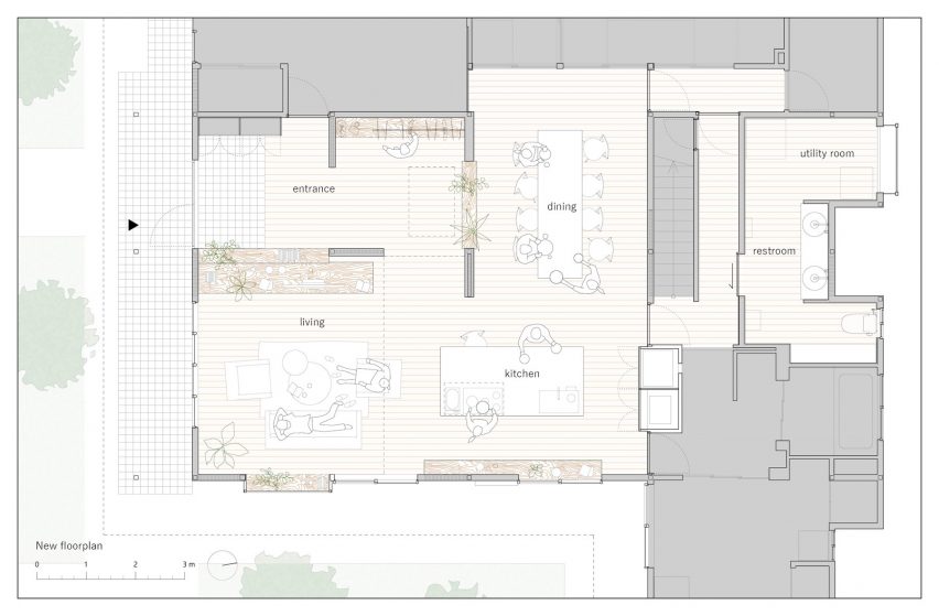 Floor plan, House in Honjo by Jorge Almazán Architects