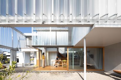 Gravel garden outside Japanese residence