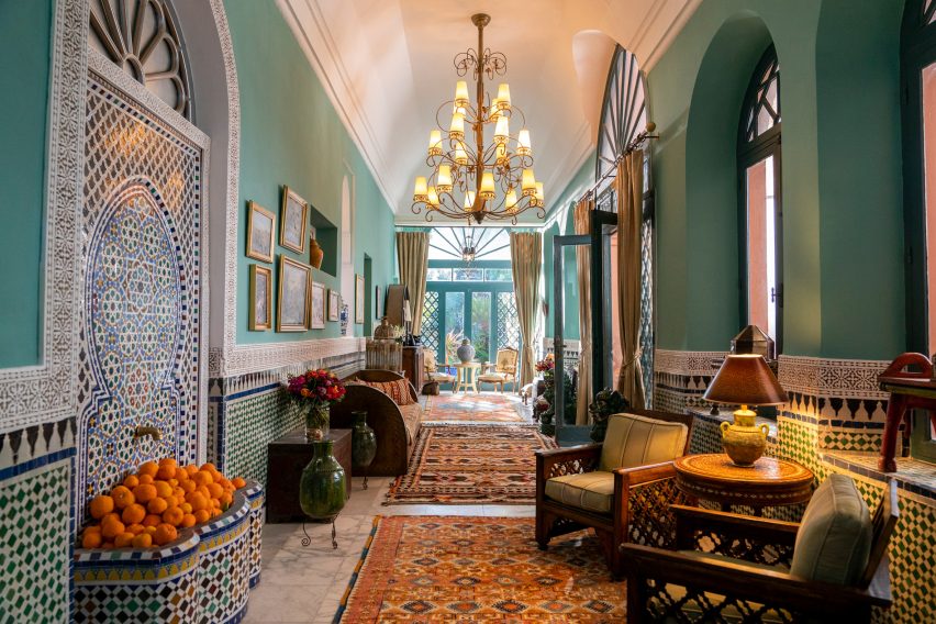 A decorated hallway on the set of Inventing Anna