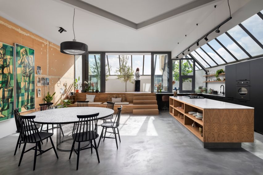 Kitchen inside La Serenissima house by Valentino Architects
