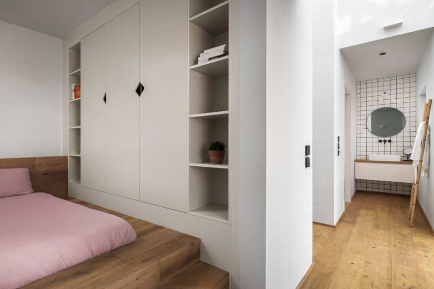 Bedroom inside La Serenissima house by Valentino Architects