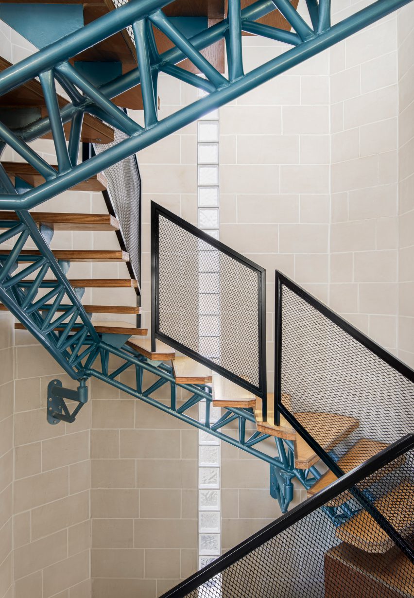 Staircase inside La Serenissima house by Valentino Architects