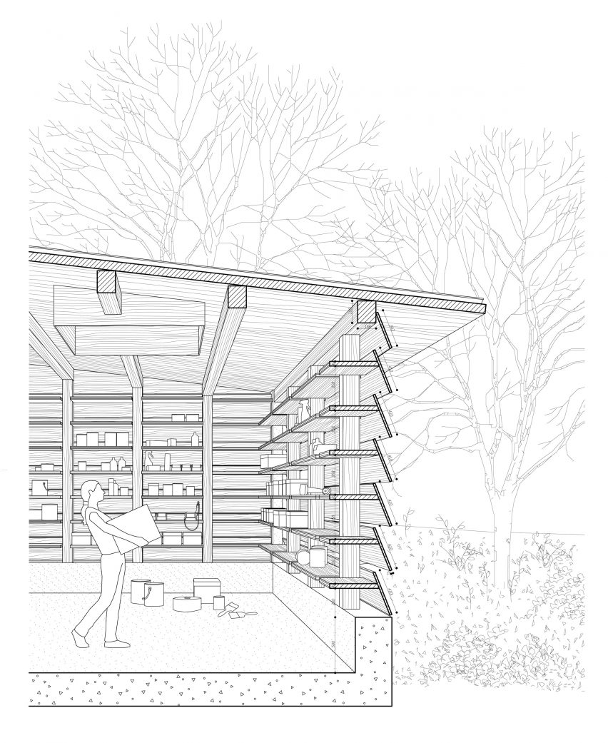 Section of wooden barn by Johan Sundberg