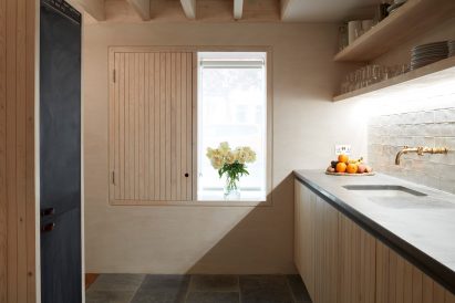 Kitchen with wooden cabinets