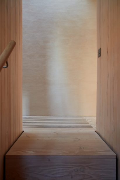 Wooden staircase and landing