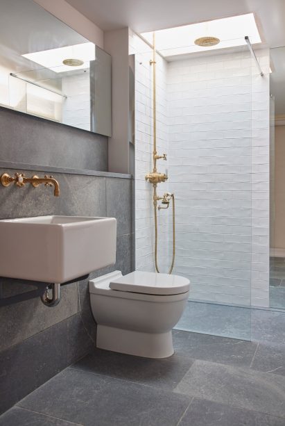 White and stone bathroom