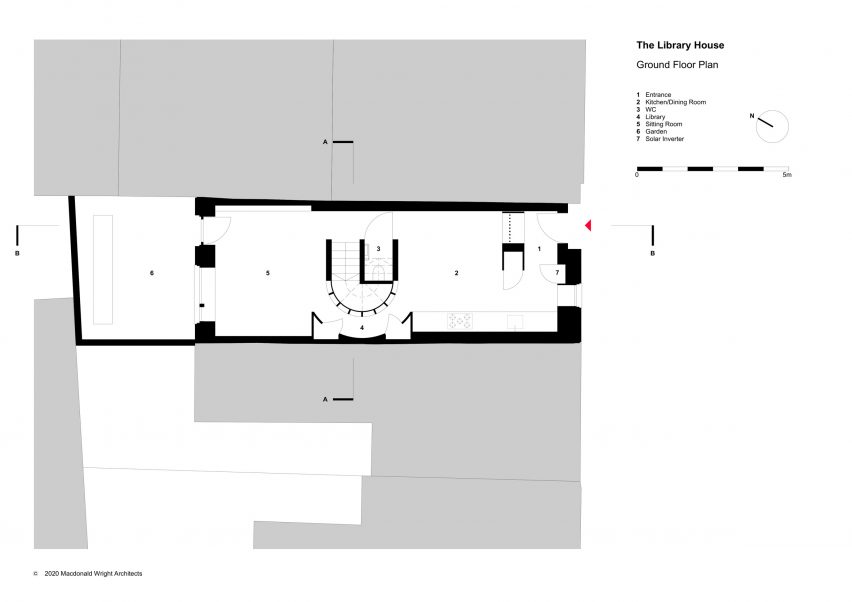 Ground floor plan of Library House by Macdonald Wright Architects.