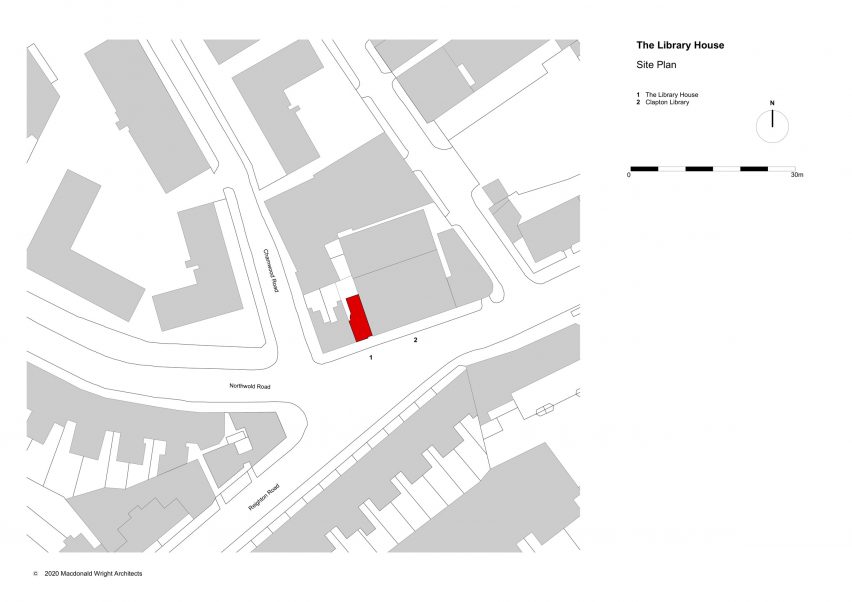 Site plan of Library House by Macdonald Wright Architects.