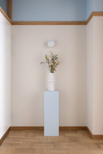 Pale blue vase in Stockholm salon