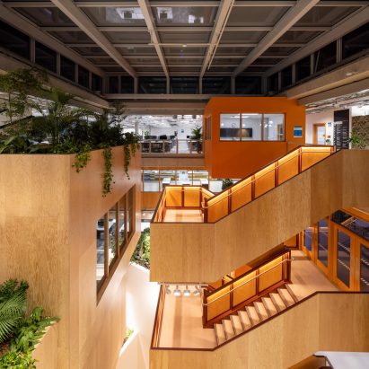 King's Cross Meta office with wooden stairs