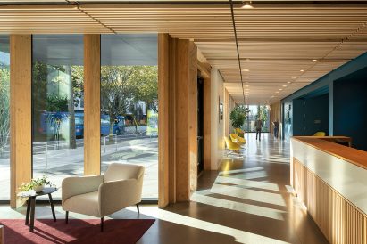 Plywood inside the building