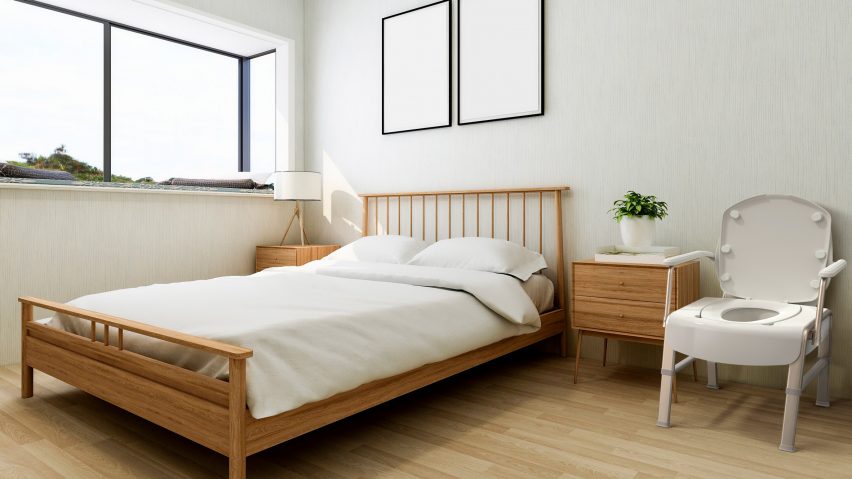 A chair by Michael Graves in a bedroom