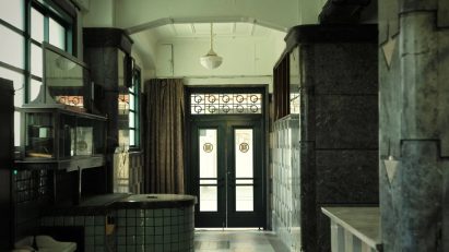 The hallway of Nintendo's former HQ in Kyoto, which has been transformed into a boutique hotel by Tadao Ando