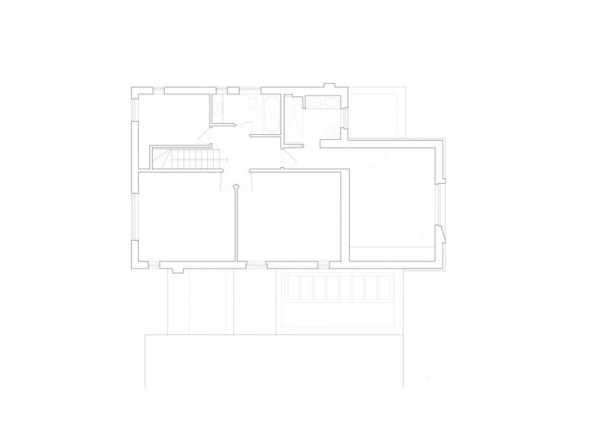 First floor plan of Hipped House by Oliver Leech Architects