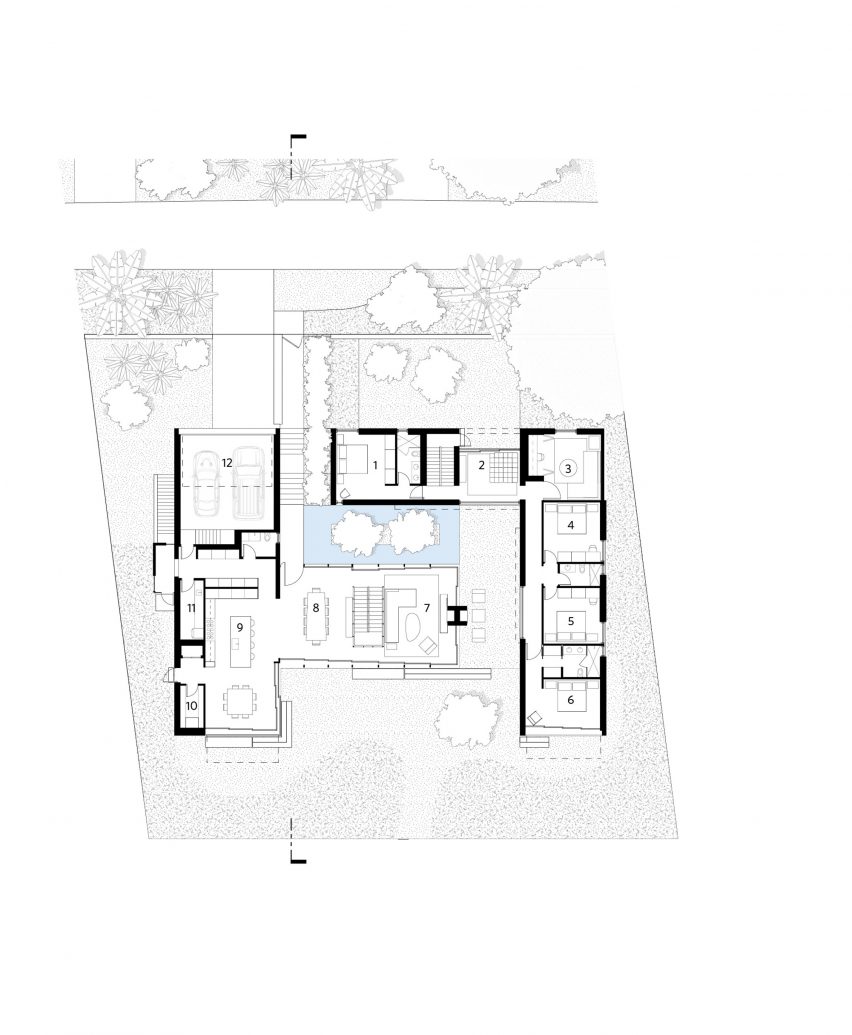 Main level floor plan of Bilgola Beach House by Olson Kundig Architects