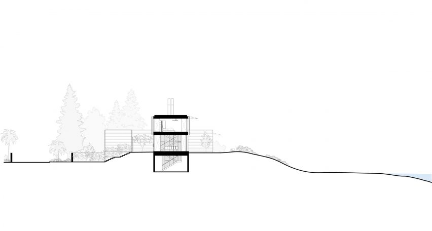 Section drawing of Bilgola Beach House by Olson Kundig Architects