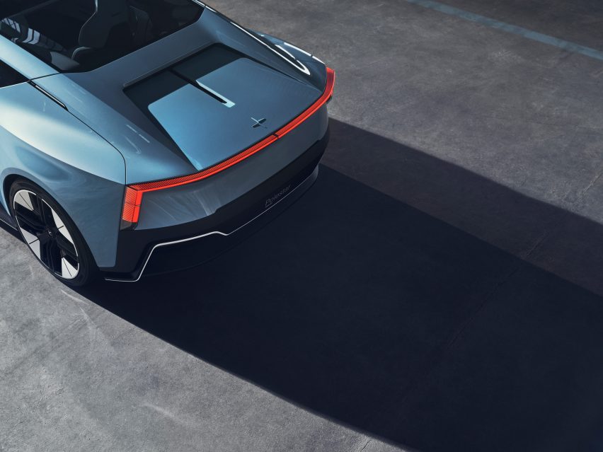 Rear of Polestar O2 car with aerofoil
