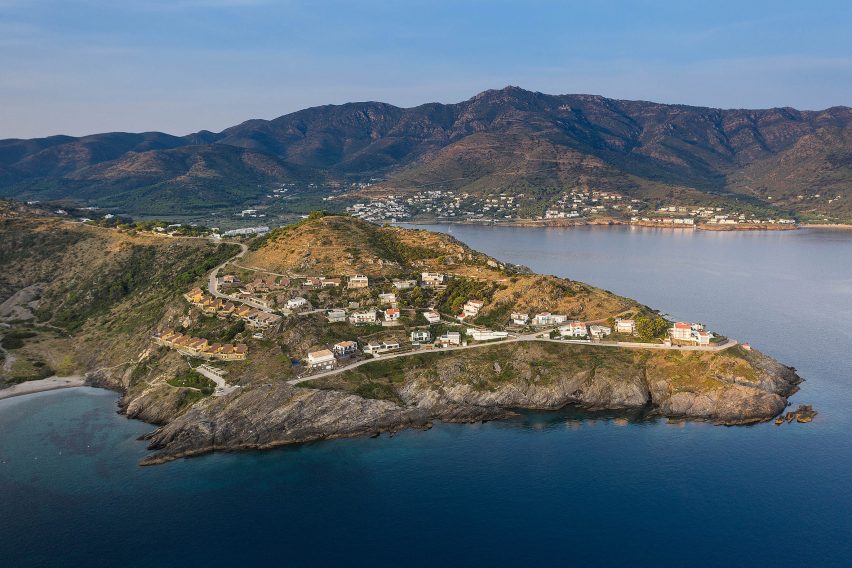Aerial view of houses in Port de la Selva