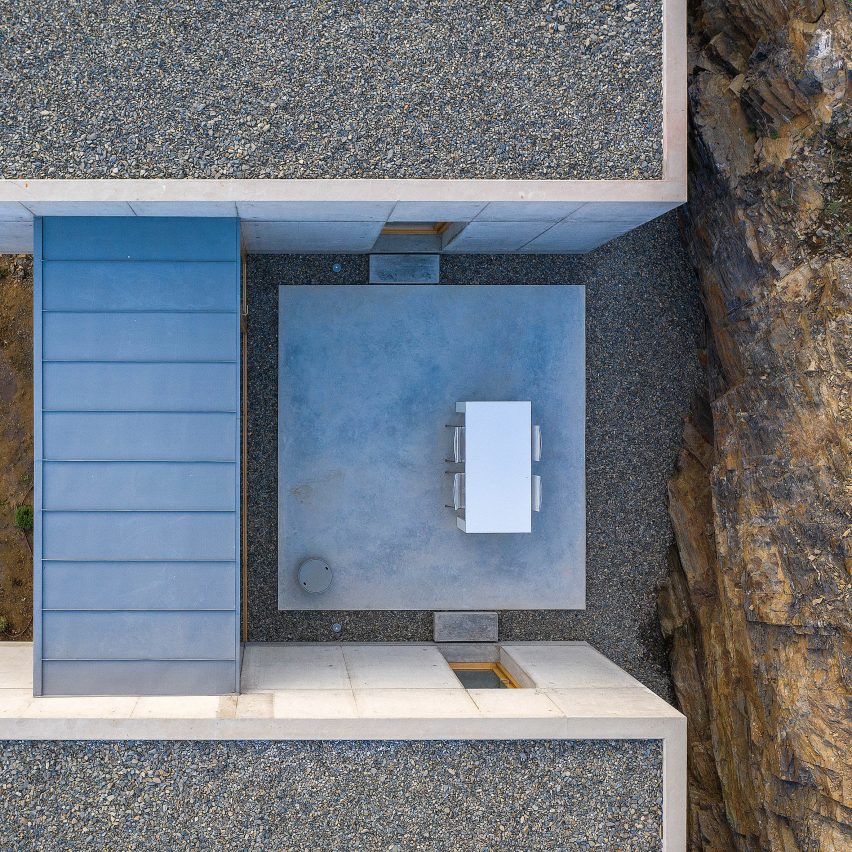 Aerial view of Spanish house courtyard