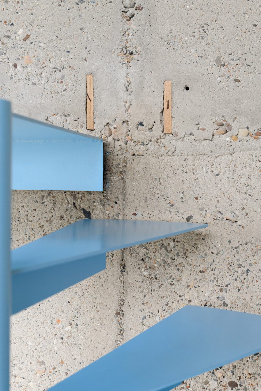 Blue spiral staircase detail