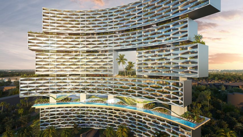 Facade of Sanya Horizons by Buro Ole Scheeren