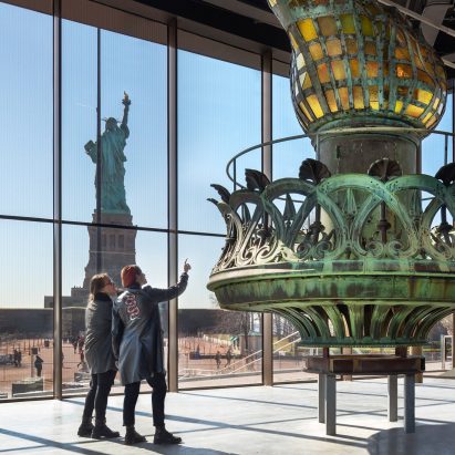 Fritted glass at the Statue of Liberty museum
