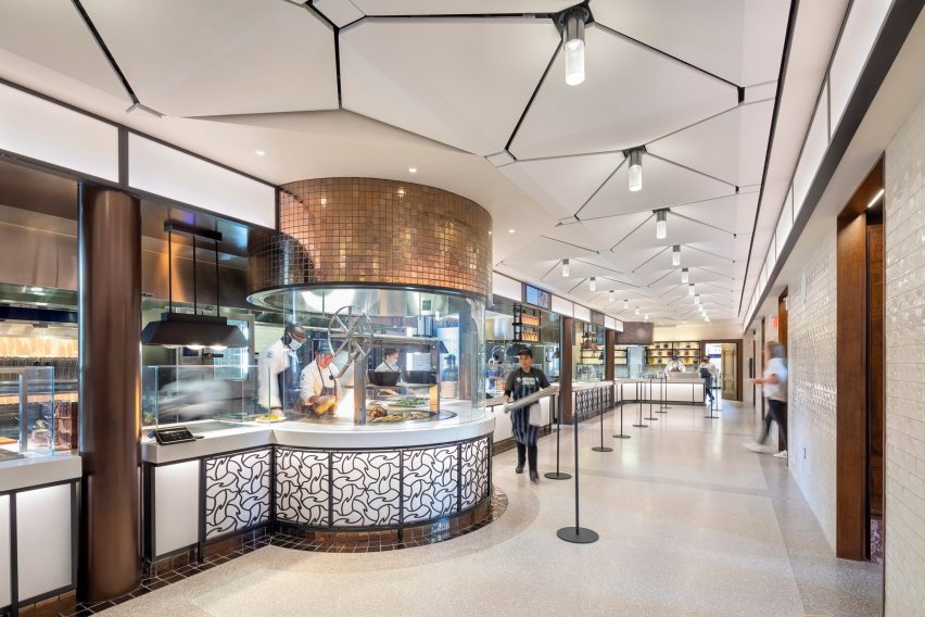 A lobby inside the Schwarzmann Center