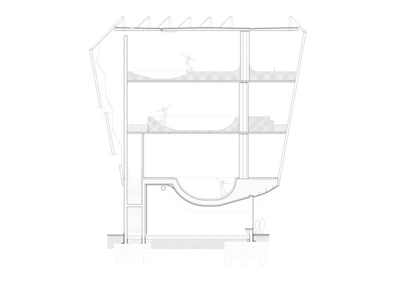 Section of F51 multi-storey skatepark by Hollaway Studio