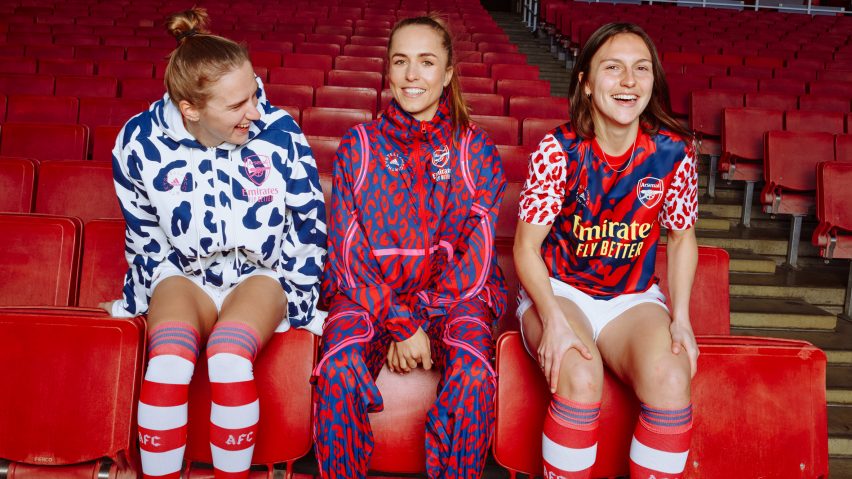 Arsenal footballers wearing animal print kits