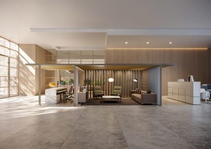 Support by Kettal with kitchen element used in an light open plan space