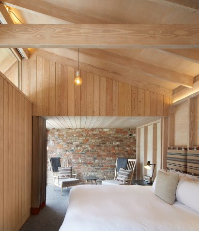 The interior of The Alice Hawthorn is clad in timber