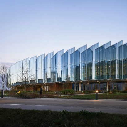 Angled exterior of AstraZeneca research centre
