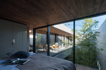 Views out onto courtyard in Tokyo home