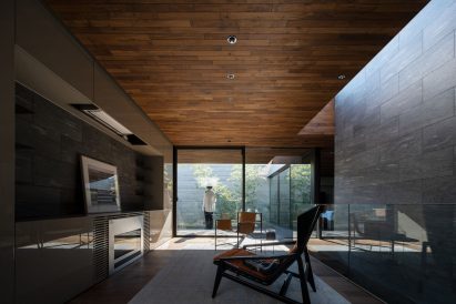 Living space in concrete Tokyo home
