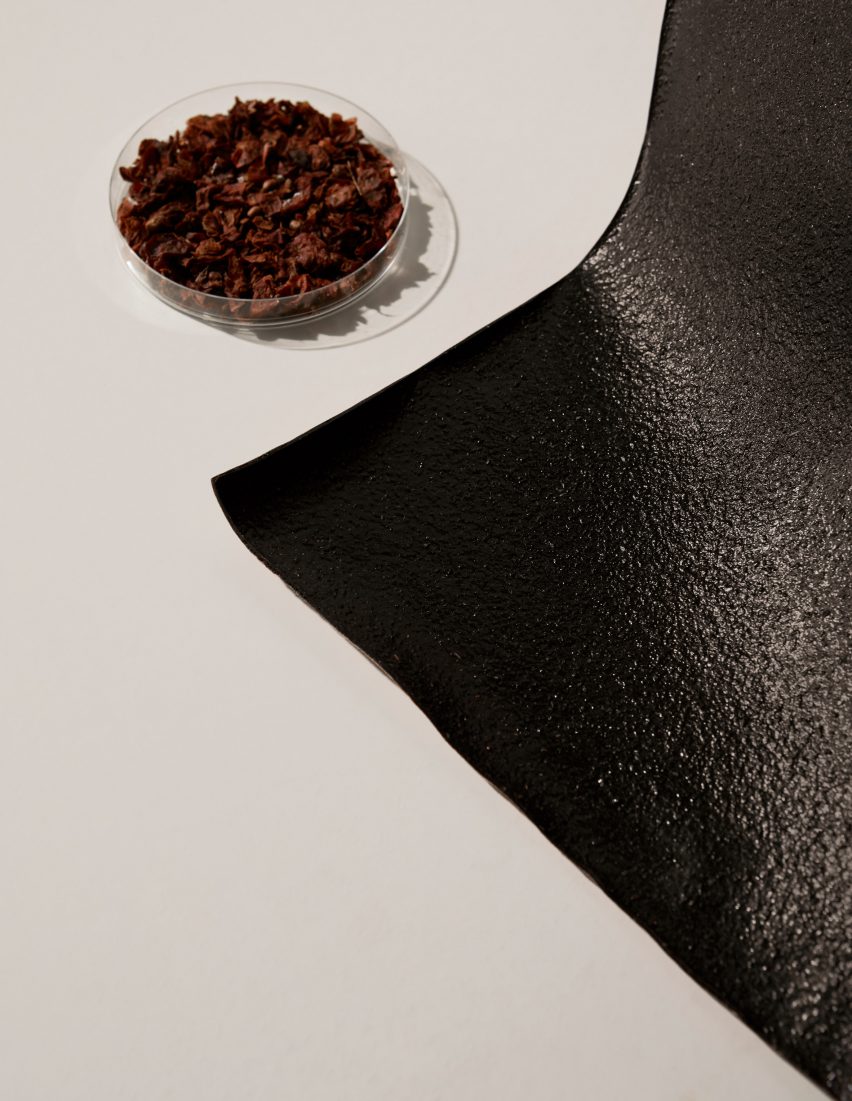 A burgundy material made from grapes