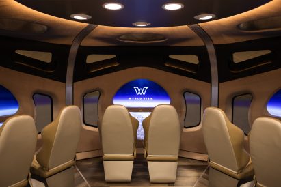 Interior of model of World View space capsule