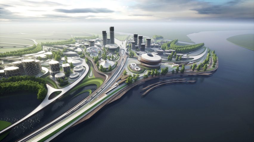 A digital version of Liberland surrounded by water