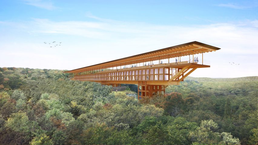 Render of Zenbo Seinei retreat by Shigeru Ban