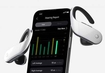 A photograph of the app's screen hearing report