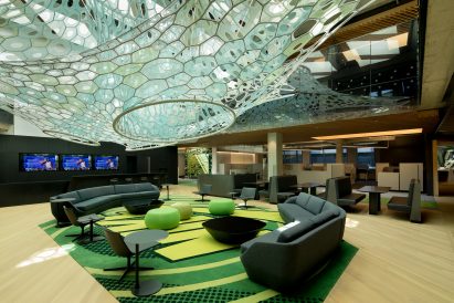 mesh sculpture interior nike building