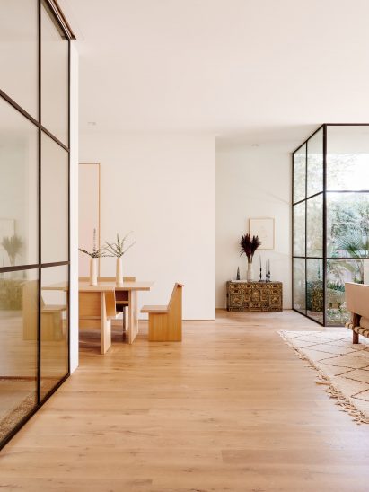 living room with glass