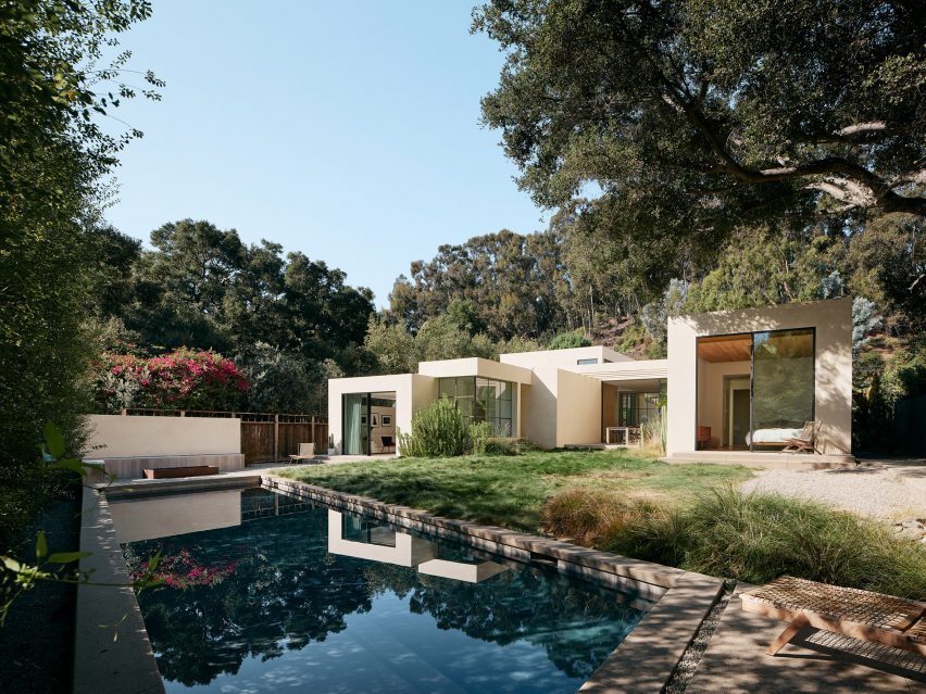 Stucco house with pool