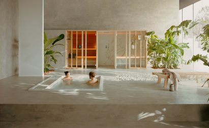 A photograph of people enjoying the wellness system