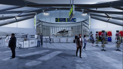 S rendering of passengers inside Air One airpoirt