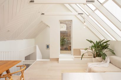 Skylit living area of London house