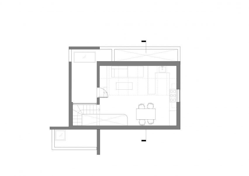Ground floor plan of artist studio conversion by VATRAA