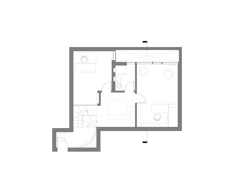 First floor plan of artist studio conversion by VATRAA