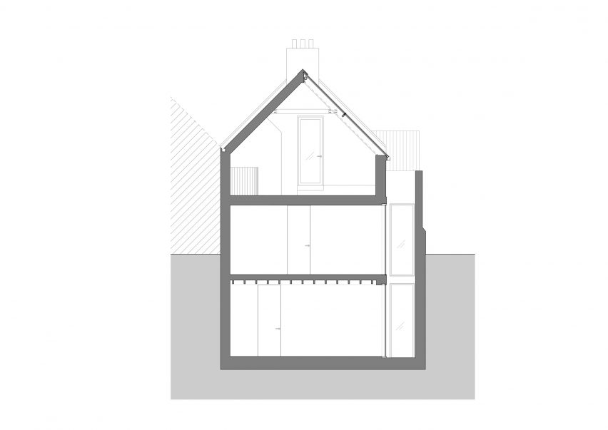 Section of artist studio conversion by VATRAA