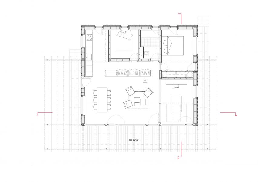 Plan of the wooden house by Ciguë